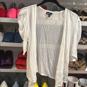 Bebe Lightweight White Open-Front Cardigan